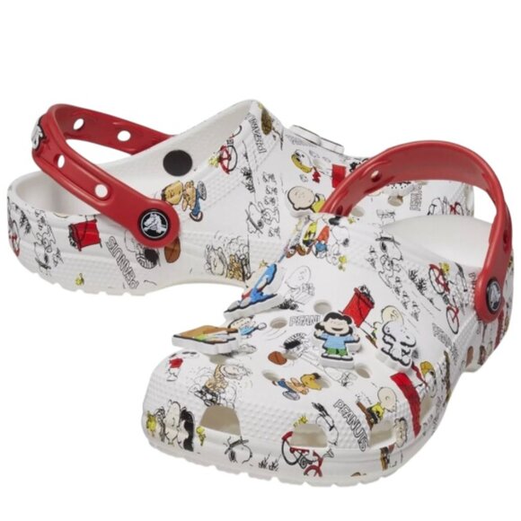 Crocs Mens Womens Adult Classic Peanuts Snoopy Charlie Brown Clog White (NEW) - Picture 5 of 7
